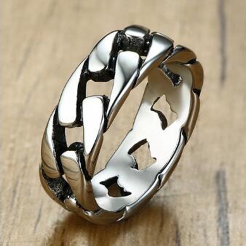 Nhẫn 7mm bằng thép không gỉ dành cho nam Cuba Chuỗi liên kết nam