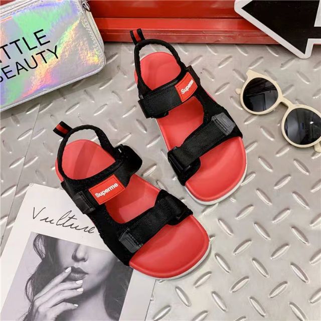 Xả hàng - Sandal nam nữ quai vải khuy cài Suprcme hợp thời trang 2L01