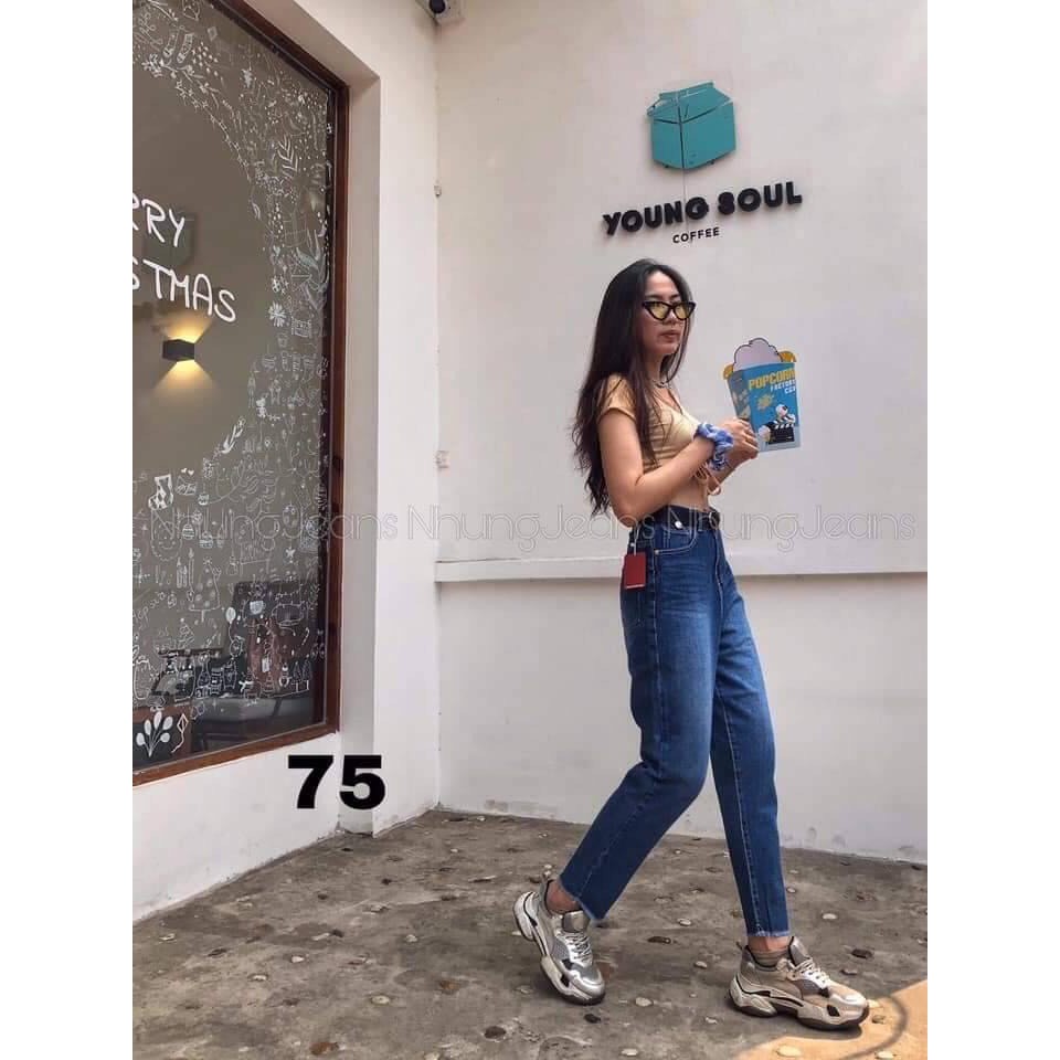 Quần baggy jean nữ lưng cao, xanh trơn xịt thời trang nhẹ, LB125 LB Jean Fashion | BigBuy360 - bigbuy360.vn