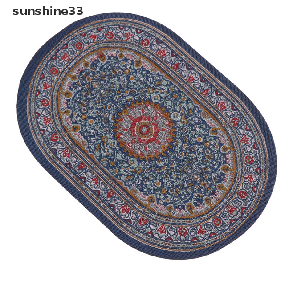 SU Doll House Carpet Dollhouse Miniatures 1:12 Accessories Mini oval carpet Miniature Dollhouse Furniture Casa Juguete Dollhouse n