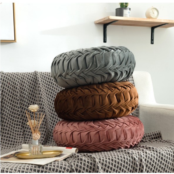 Gối tựa lưng sofa đệm ngồi bệt tròn hình bánh xe chất liệu nhung nhập khẩu mềm mại sang trọng ĐXE