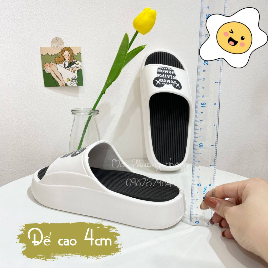 [Mã SKAMFSW175 giảm 10K đơn 50K] Dép nam nữ quai ngang bánh mì độn đế 5cm ullzang họa tiết 3D Gấu XX chất liệu EVA