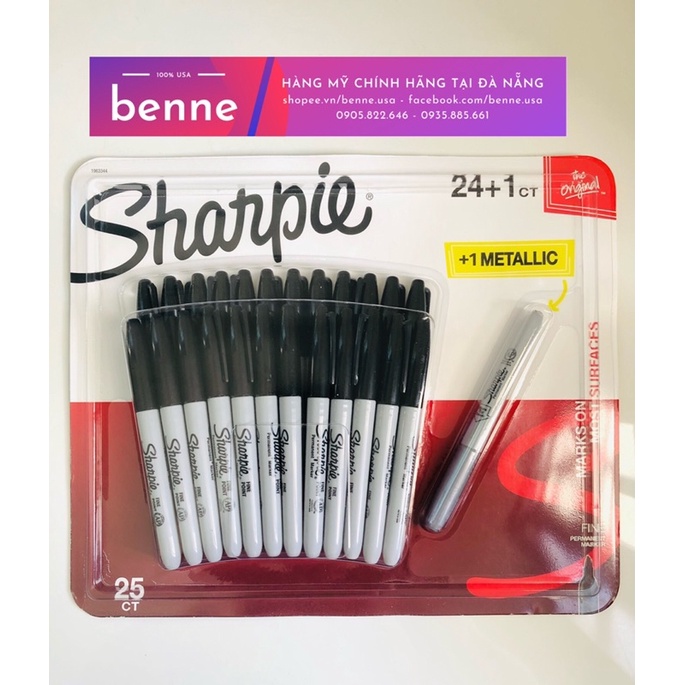 [🇺🇸 Bill Mỹ] Bút lông dầu Sharpie Fine Point Black màu đen của Mỹ