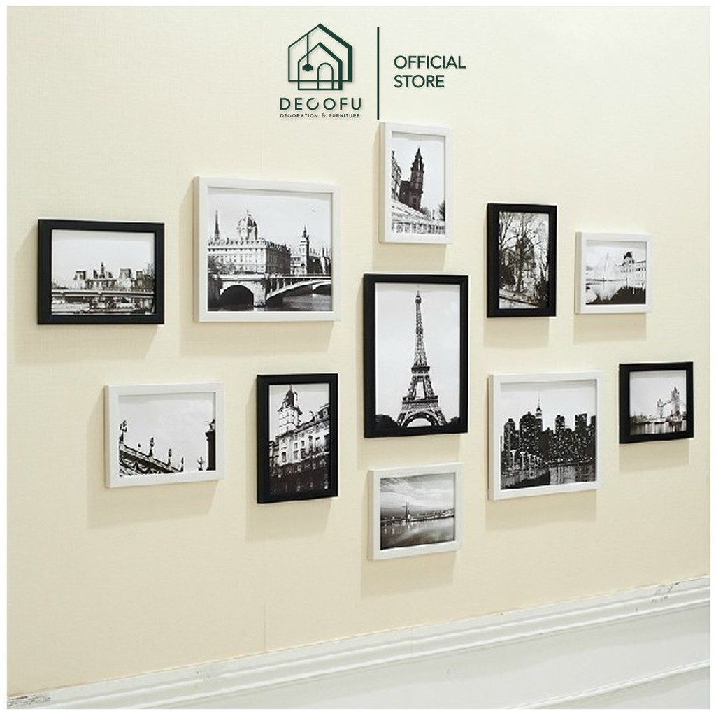 Bộ 11 khung hình treo tường DECOFU, set khung tranh miễn phí in ảnh - S11 | BigBuy360 - bigbuy360.vn
