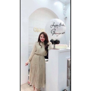 Váy maxi voan chấm bi