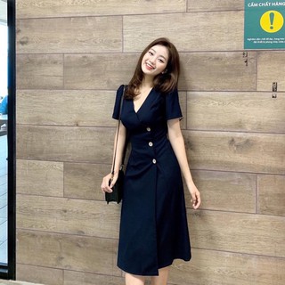 Đầm váy freesize cổ V nút dừa 3 màu