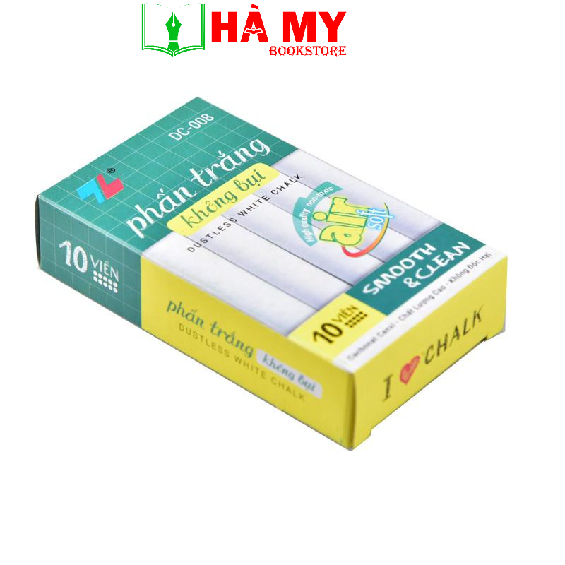 [Hỏa Tốc] Hộp 10 viên Phấn không bụi trắng DC-008 Thiên Long - Sản phẩm chính hãng Thiên Long