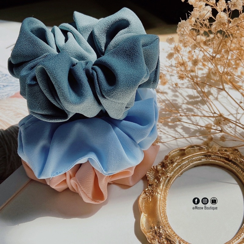 Combo 3 cột tóc vải scrunchies màu kẹo ngọt xinh xắn Meow Boutique