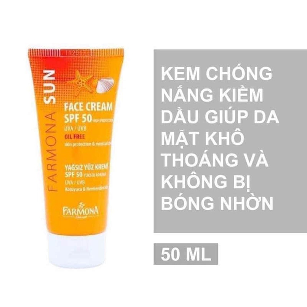Kem chống nắng Farmona Sun Face Cream Oil Free Spf50 cho da dầu mụn 50ml không chứa dầu kem chống nắng cho mặt