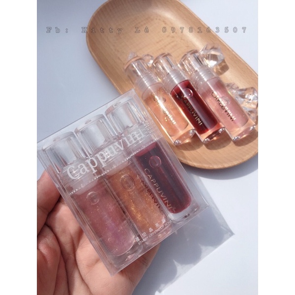 Set 3 Son Bóng Nhũ Dưỡng Môi CAPPUVINI Starry Crystal Lip Honey | BigBuy360 - bigbuy360.vn