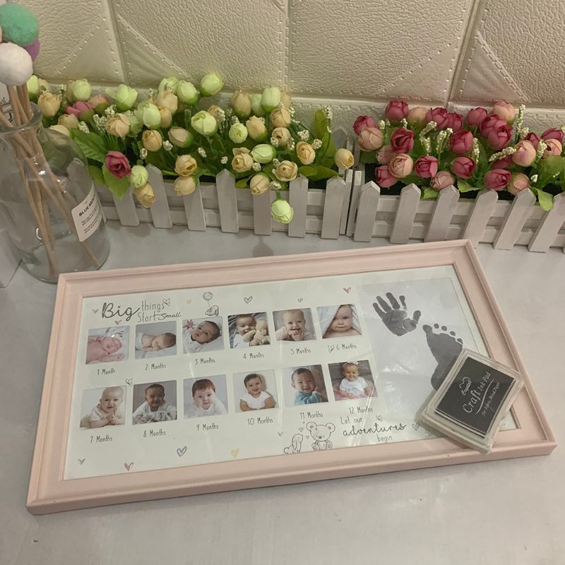 Khung Ảnh Kỷ Niệm 12 Tháng Tuổi In Dấu Chân Tay Cho Bé Sơ Sinh