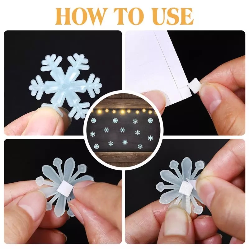 50pcs Luminous Snowflakes Wall Sticker Winter Frozen Party DIY Ornaments Christmas Decorations for Home Navidad Fake Snow Decor