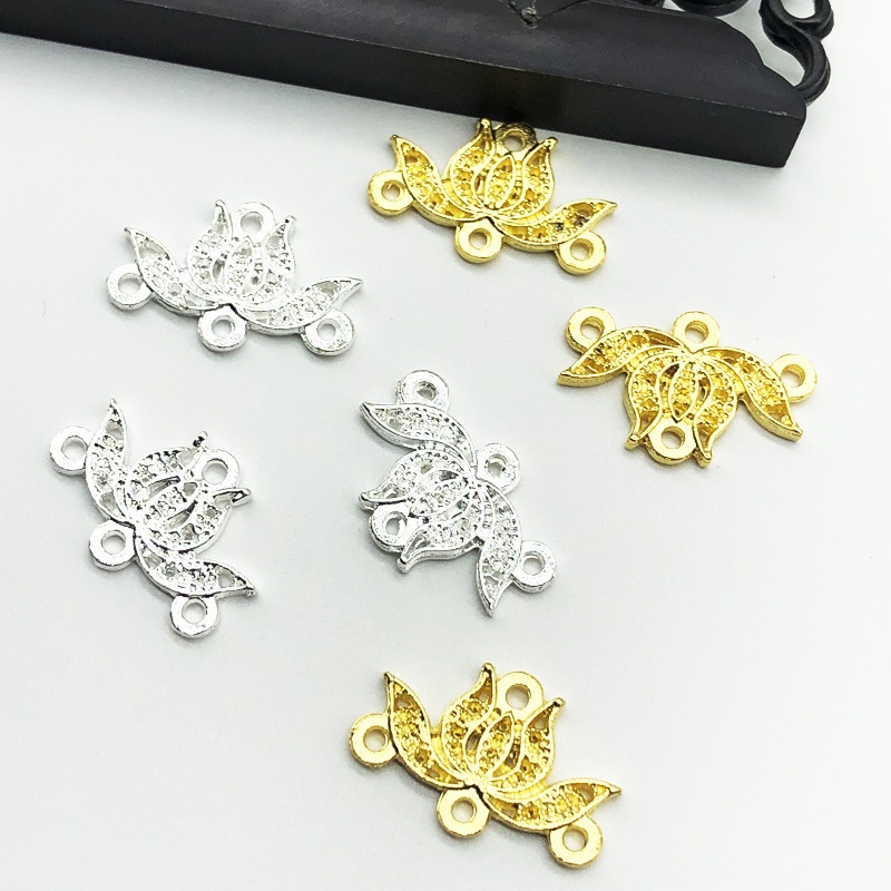 (1 cái)Phiến đúc hoa sen 14*22mm, Nguyên liệu làm trang sức cổ trang, Nguyên liệu diy