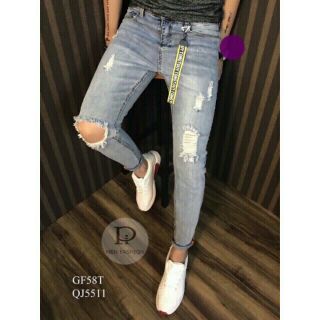 Quần jean nam rách gối cực bụi