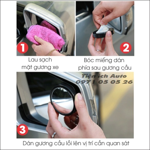 Gương cầu lồi có viền gắn kính hậu xe ô tô, xe hơi xoay 360 độ | tienich_auto | BigBuy360 - bigbuy360.vn