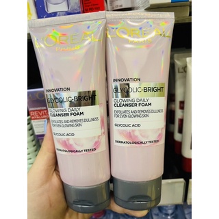 Sữa rửa mặt sáng da mờ thâm nám Glycolic Bright L'Oreal Paris