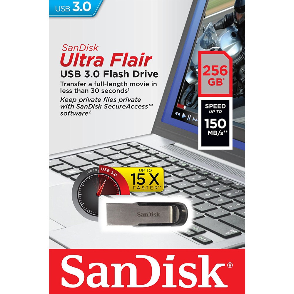 USB 3.0 SanDisk Ultra Flair CZ73 256GB 150MB/s SDCZ73-256G-G46 - Bảo hành 5 năm