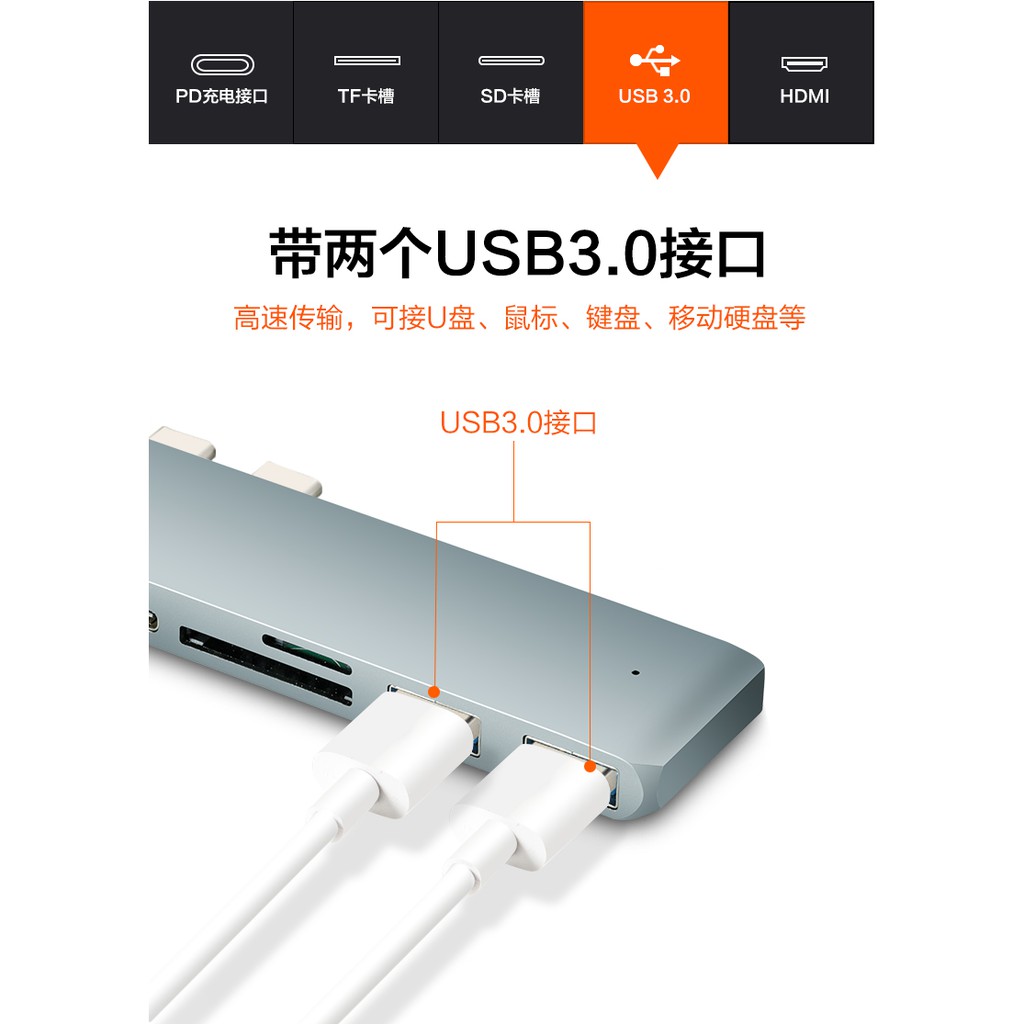 Bộ chuyển đổi chia cổng usb-c type-c dành cho apple laptop macbook pro