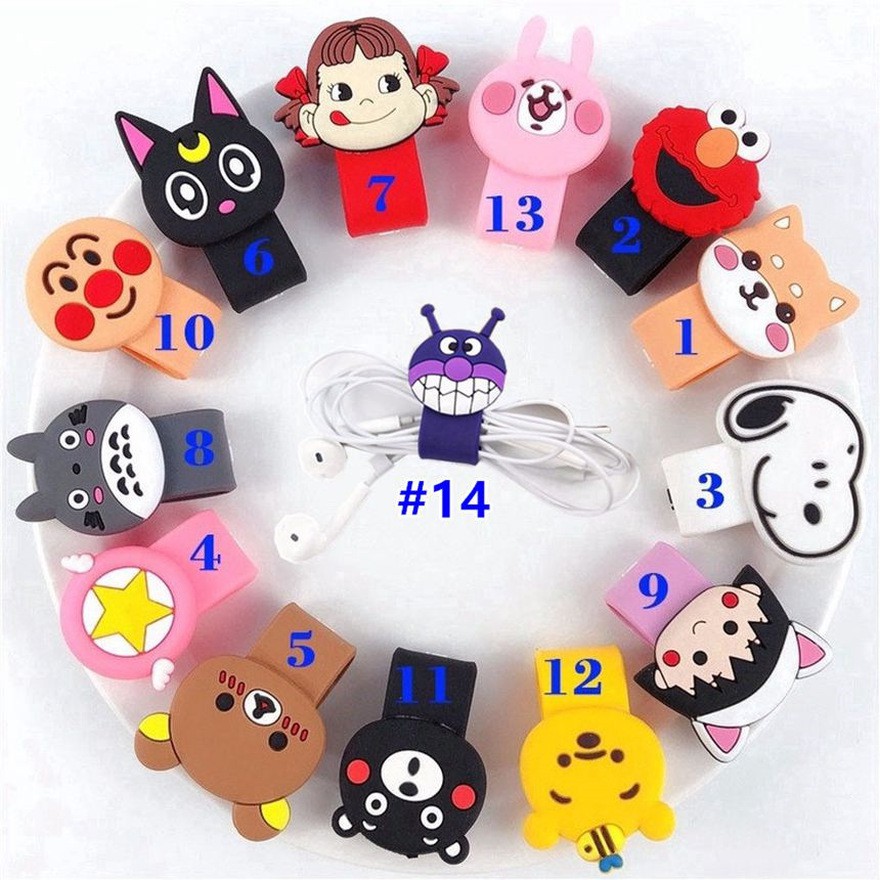 Cartoon USB Cable Bobbin Winder Data line Protector Earphone Wire Cord Organizer Management fastener