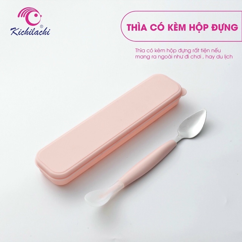 Thìa ăn dặm 2 đầu (1 đầu thìa silicon, 1 đầu thìa nạo hoa quả)