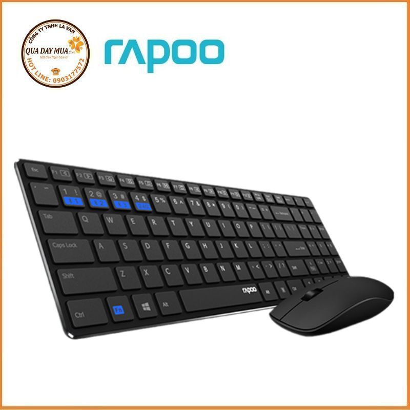 Bộ bàn phím chuột không dây Rapoo 9300M (USB-Wireless, Bluetooth, Không dây)