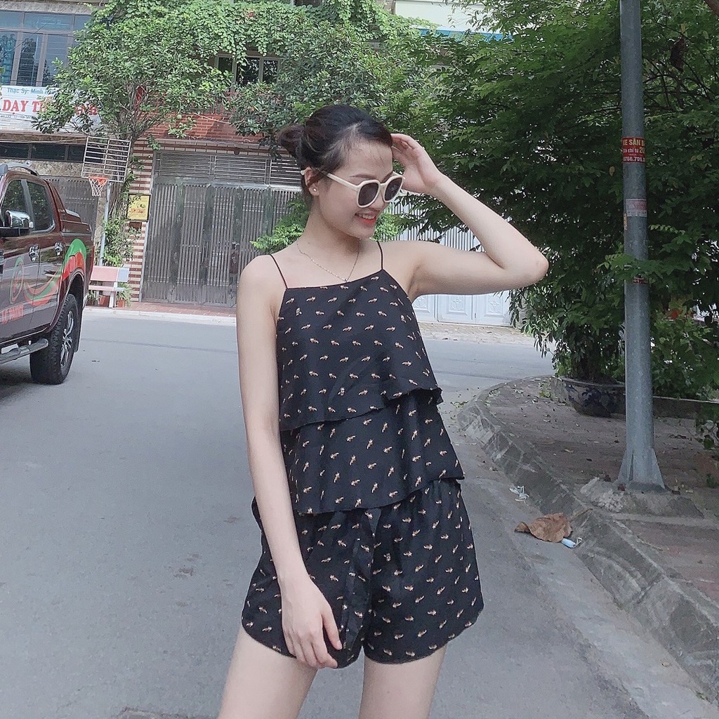 Bộ đồ ngủ 2 dây 2 tầng, hàng thiết kế Choo Shop CS01-11-16, Nhiều màu, Free size (40-65Kg) | BigBuy360 - bigbuy360.vn