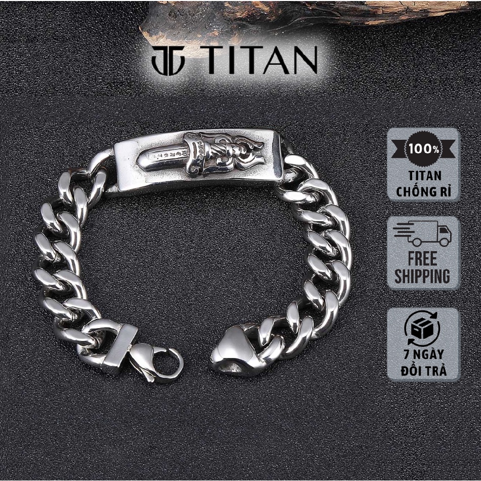 Lắc tay nam CH, vòng tay nam Chrome Hearts S925 chốt khóa chắc chắn vòng tay cá tính mạnh mẽ màu bạc TITAN Shop không gỉ