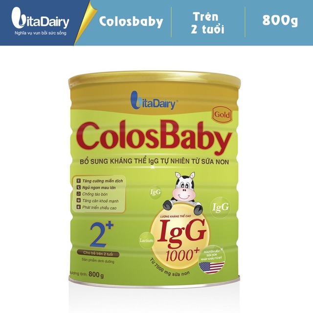 Sữa Bột COLOSBABY GOLD 2+ 900g Chứa IGg1000 Giúp Trẻ Có Hệ Miễn Dịch Khoẻ Giảm Bệnhj Vặt