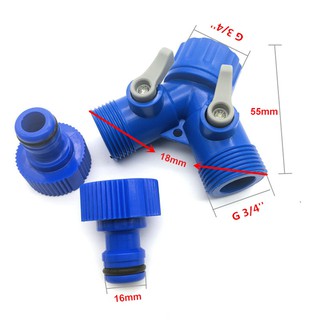 Đầu nối vòi nước tưới đính kèm van đóng mở chia 2 chiều