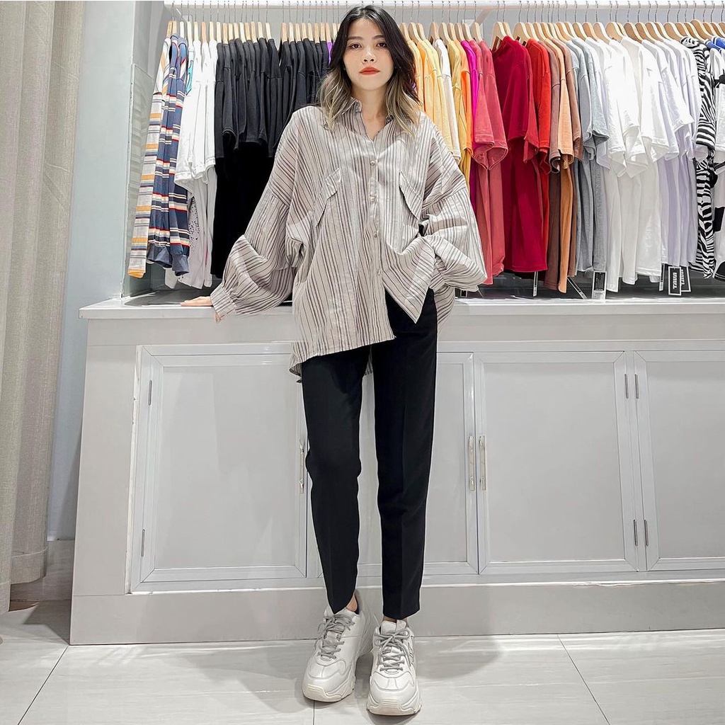 Quần vải baggy nữ lưng cao dài đẹp mặc đi học đi làm LADY BG01