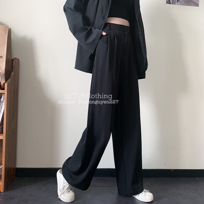 Quần tây Baggy ống suông chất đẹp có BIGSIZE  ulzzang/lưng thun co giãn thoải mái