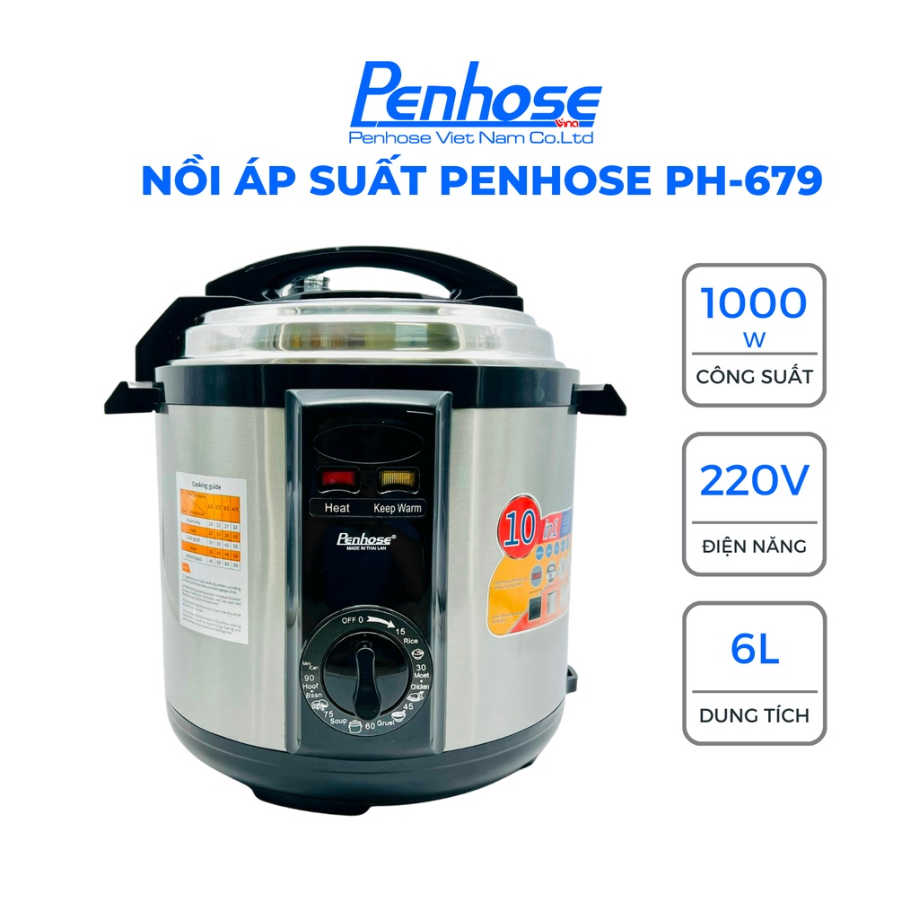 Nồi áp suất điện đa năng giá rẻ PENHOSE PH-679 1000W 6 lít cao cấp (bảo hành 12 tháng)