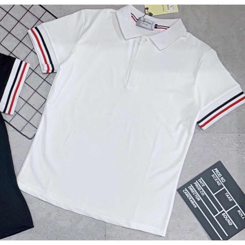 Áo polo Thom thời trang nam nữ mặc đơn đôi có hoạ tiết, Áo cộc tay có cổ phong cách hàn quốc cotton btshop từ 45-75 kg