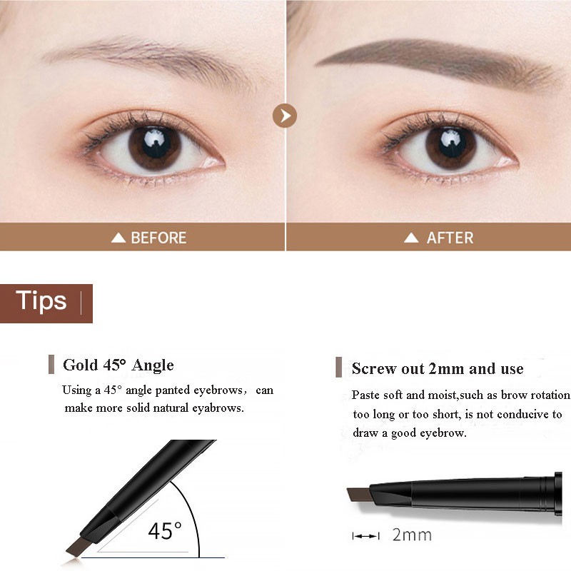 [Hàng mới về] Bút kẻ mày hai đầu 2 trong 1 có cọ chuốt lâu trôi chống thấm nước | BigBuy360 - bigbuy360.vn