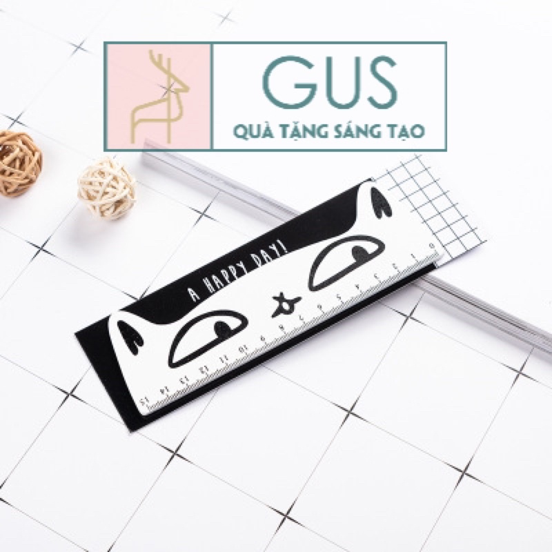 Thước kẻ gỗ dài 15cm hình mèo quà tặng học sinh Gusshop