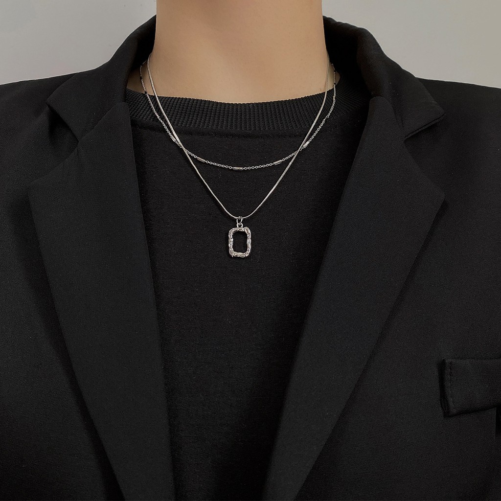 Vòng cổ 2 dây titan théo không đen không rỉ