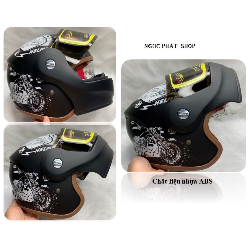 Mũ/nón bảo hiểm fullface NAPOLI LẬT CẰM+ 2 LỚP KÍNH [Hàng chính hãng]_Size XL(58-60cm)