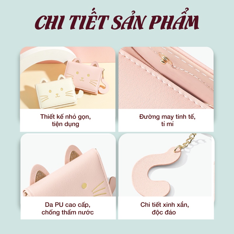 Ví nữ ngắn mini cầm tay chính hãng TAILIAN dễ thương nhỏ gọn nhiều ngăn đựng tiền da cao cấp cực đẹp giá rẻ TM12