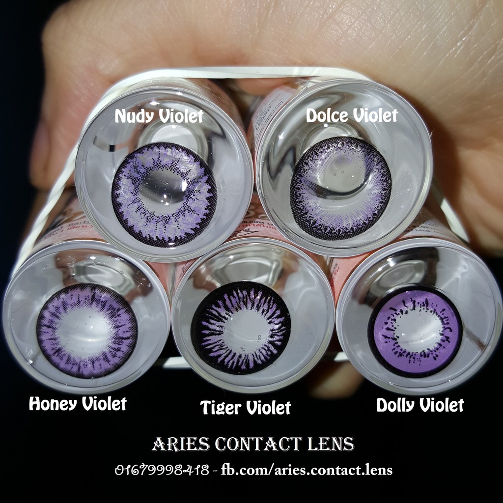 (Sỉ 50k) Lẻ Lens Thái VIOLET (tím) - Kính áp tròng 0-2-55-6 độ sỉ lẻ (Ảnh thật tự chụp)