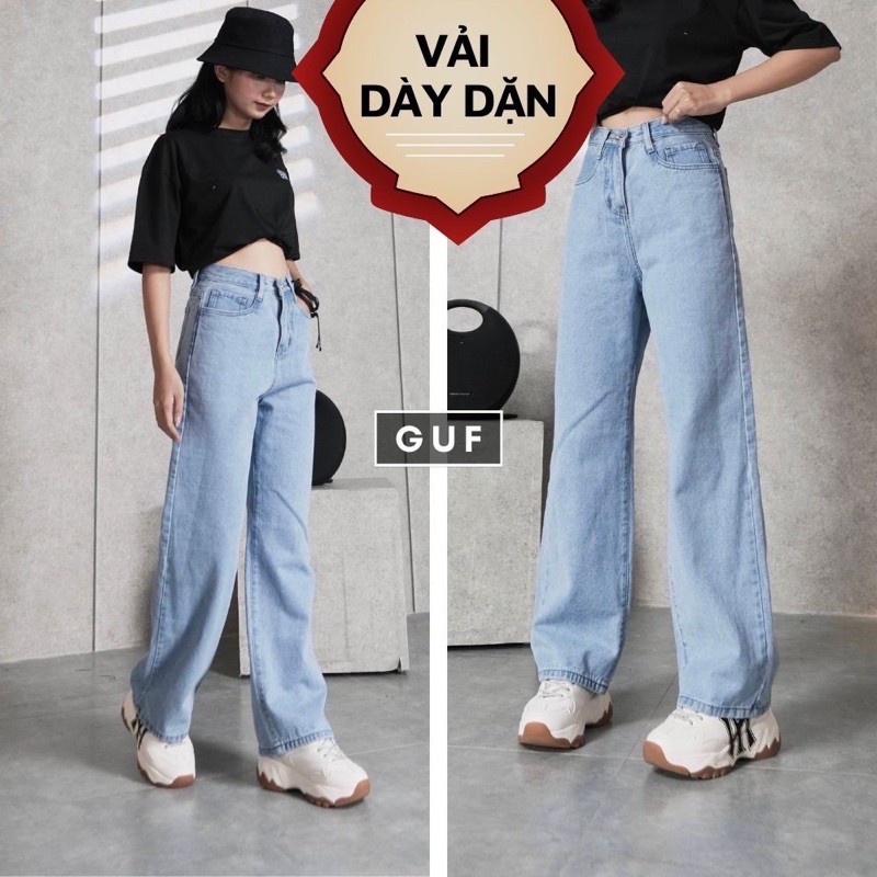 Quần baggy jeans TRƠN ống rộng mã 5121, 5043, 5044, quần bò baggy ống rộng lưng cao rách gối phối màu