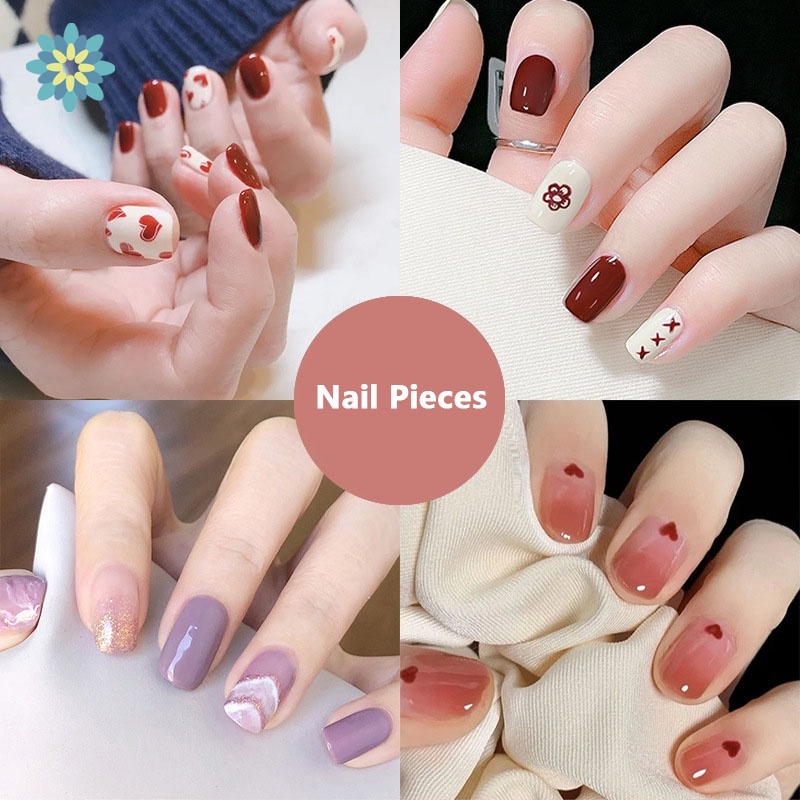 [Hàng mới về] Set 24 móng tay giả kèm keo dán trang trí bộ móng tiện dụng