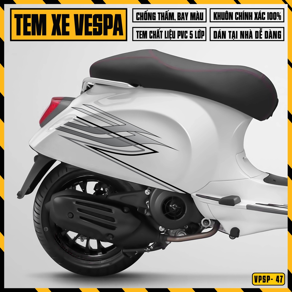 Tem Vespa Sprint / Primavera Thiết Kế Phong Cách Hiện Đại | VPSP47 | Team Decal Hình Dán Xe Máy Vespa Chống Nước Bền Màu