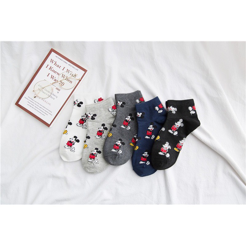 Tất unisex Hàn Quốc hoạt hình Mickey cổ thấp TN89