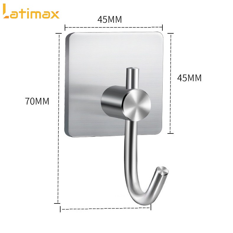 Móc Dán Tường Treo Đồ Inox 304 Hình Lưỡi Câu Latimax MD01 Siêu Chịu Lực Siêu Dính