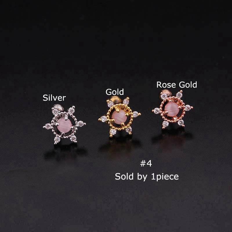 1 Chiếc Khuyên Tai Thép Không Gỉ 6mm 20g