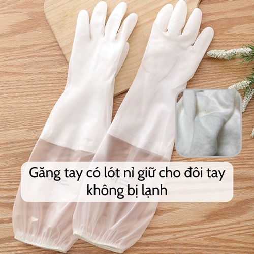 [SIÊU DAI] Găng tay cao su  Găng tay rửa bát lót nỉ chống rách, đàn hồi tốt có bo chun bảo vệ da tay siêu bền tiện lợi