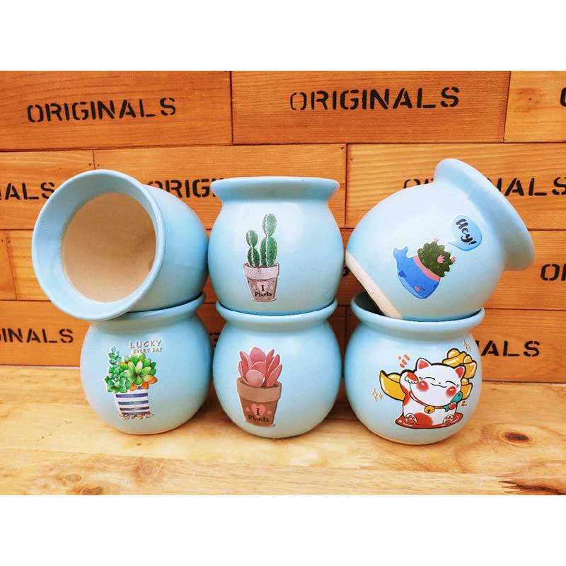Chậu hủ mini decal/trơn ,hàng bao bể.