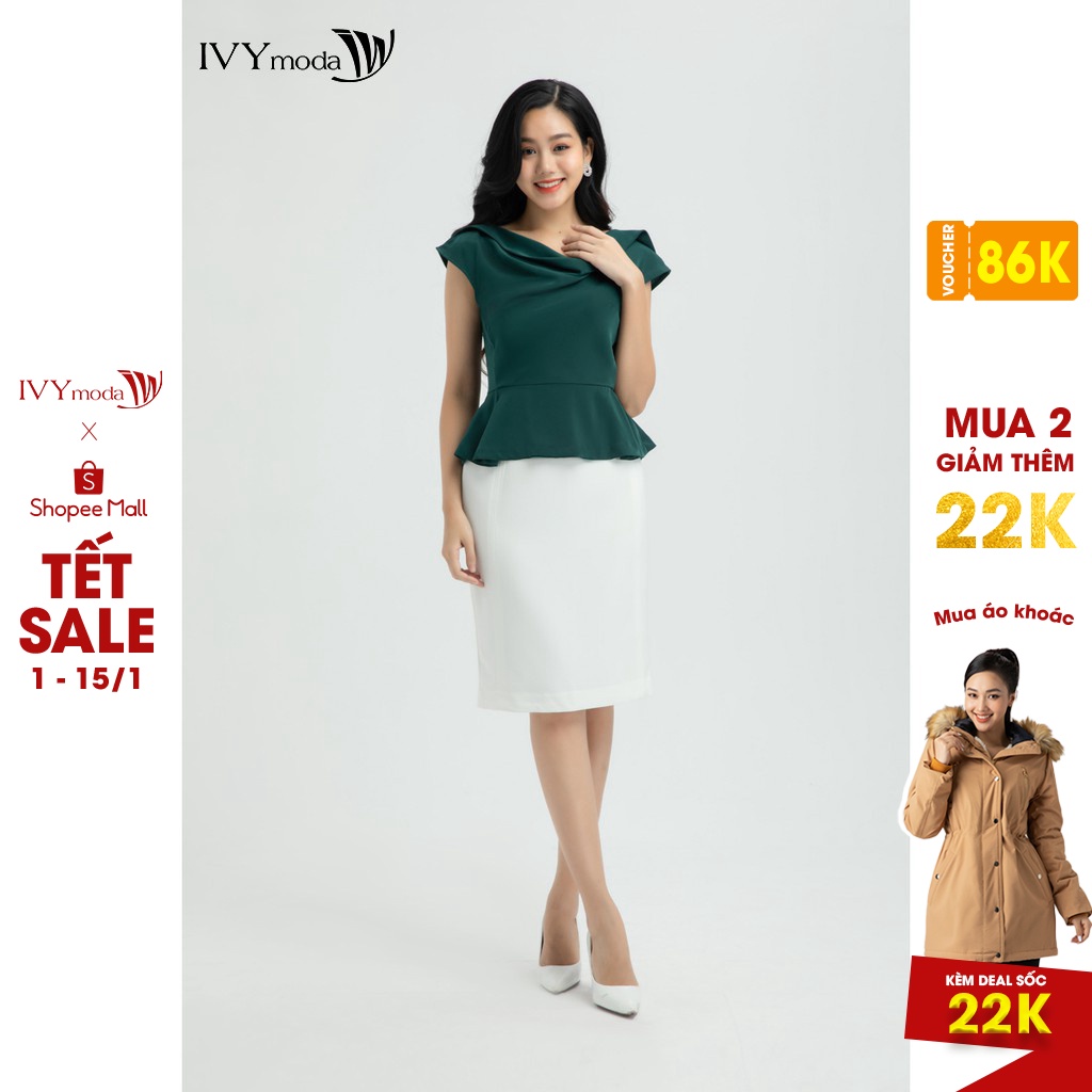 Áo sơ mi peplum cổ đổ nữ thiết kế IVY moda MS 16M5651