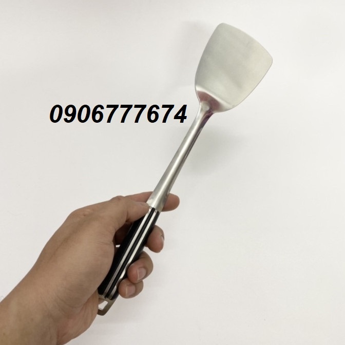 VÁ / MUÔI / SẠN inox cao cấp cán đen cách nhiệt chống nóng có lỗ và không lỗ