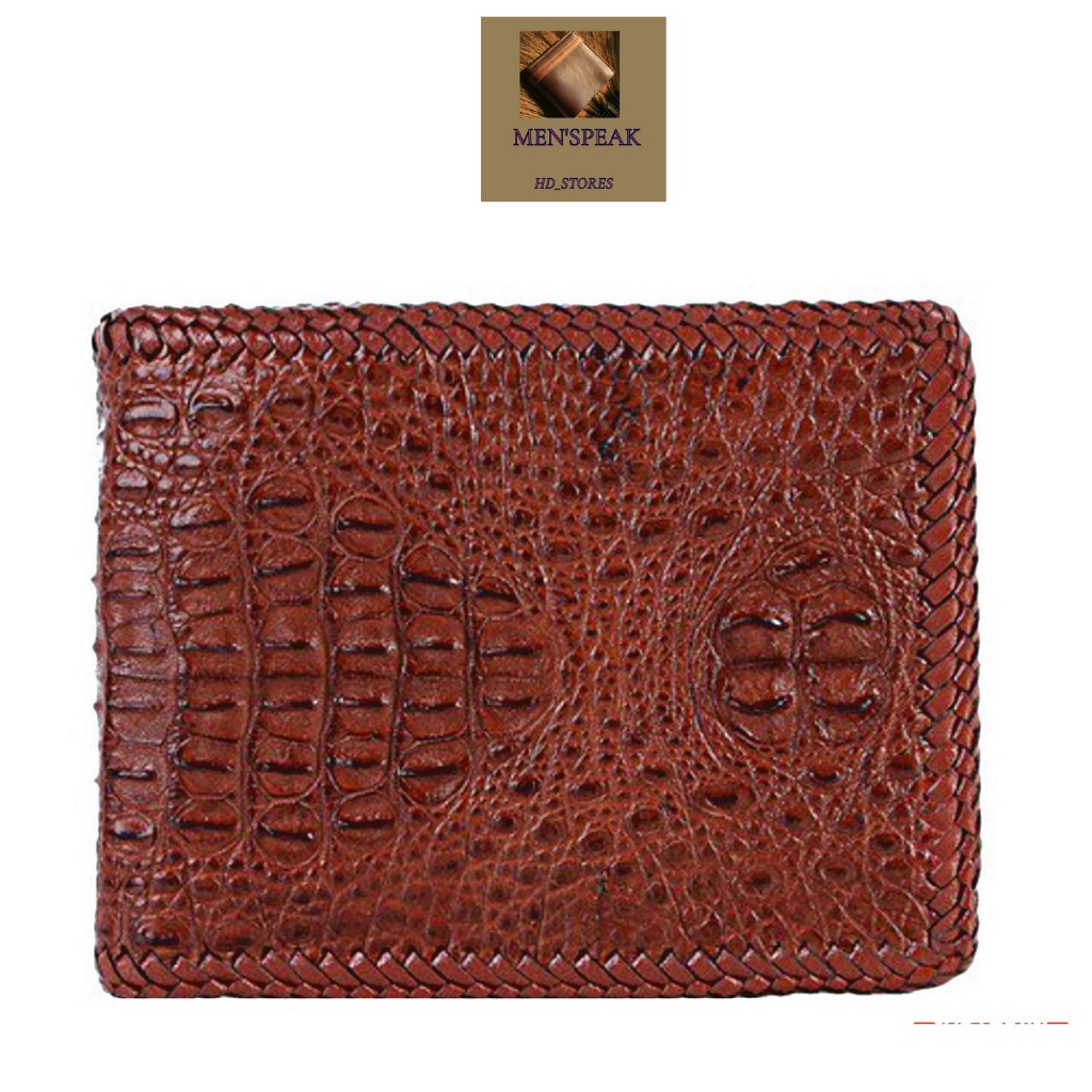 Ví nam nhỏ, ví nam chính hãng, bóp da cá sấu, ví nam cá sấu đan viền nguyên con.